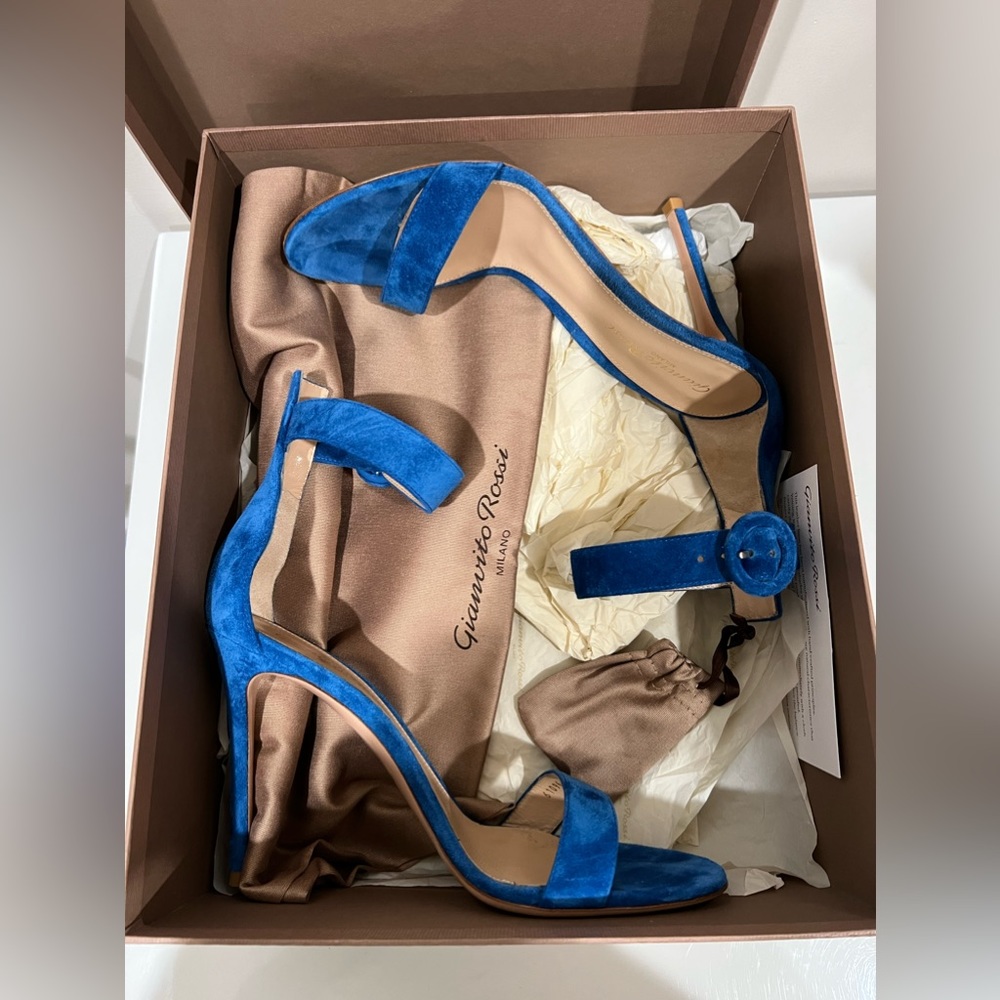 Gianvitto Rossi Portofino Sandals blue suede 37.5